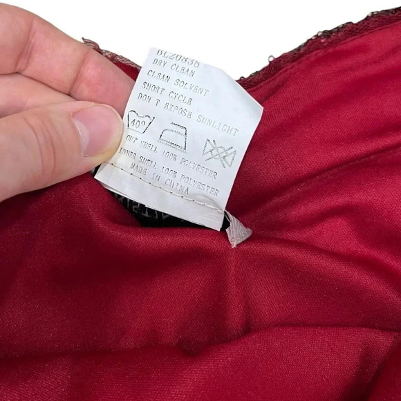 Christina Wu Red One Shoulder Sequin Maxi Dress 14 - Picture 4 of 4